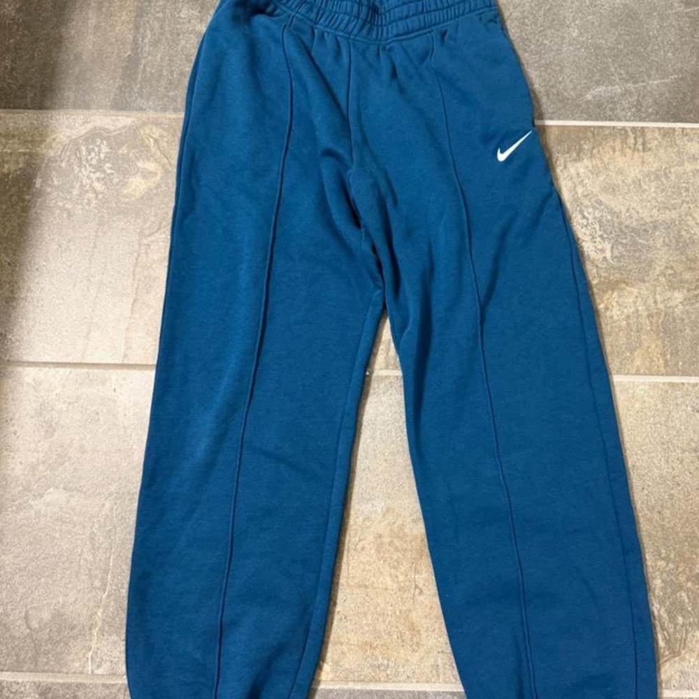 Nike Solo Swoosh Fleece Pants Blue Teal Oversized Sweatpants Womens Small